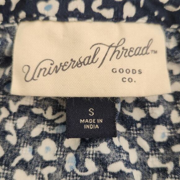 Universal Thread Seersucker Blue White Floral Crinkle Buttons Crepe Lightweight - Picture 9 of 9